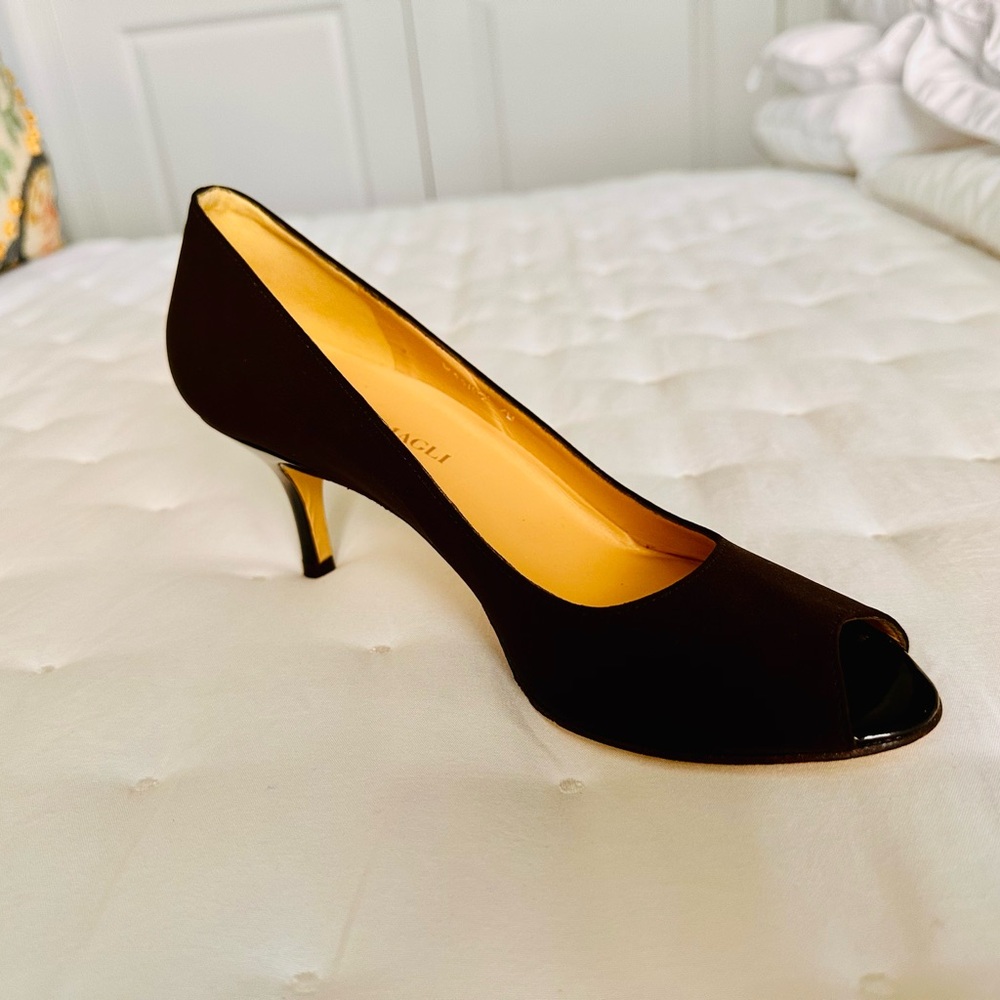 Bruno Magli Elegant Brown Peep-Toe Heels